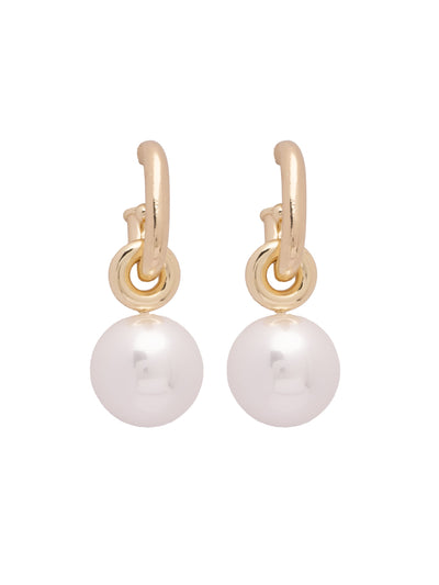 Flower Pearl Drop Earrings in Gold - Violet – Mondo Mondo